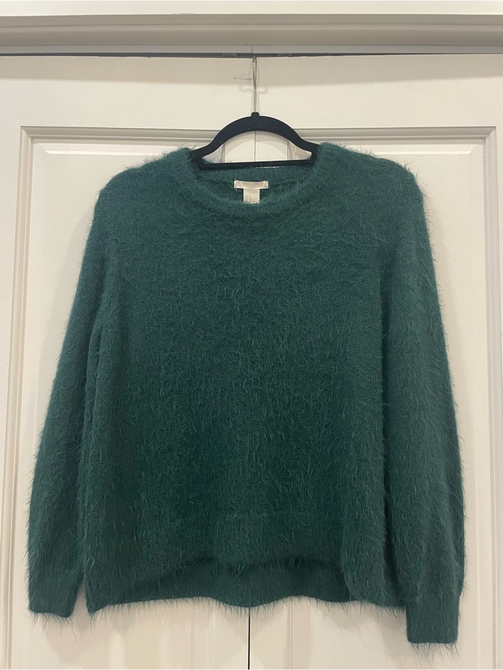 H&M Emerald Green Fuzzy Crewneck Sweater